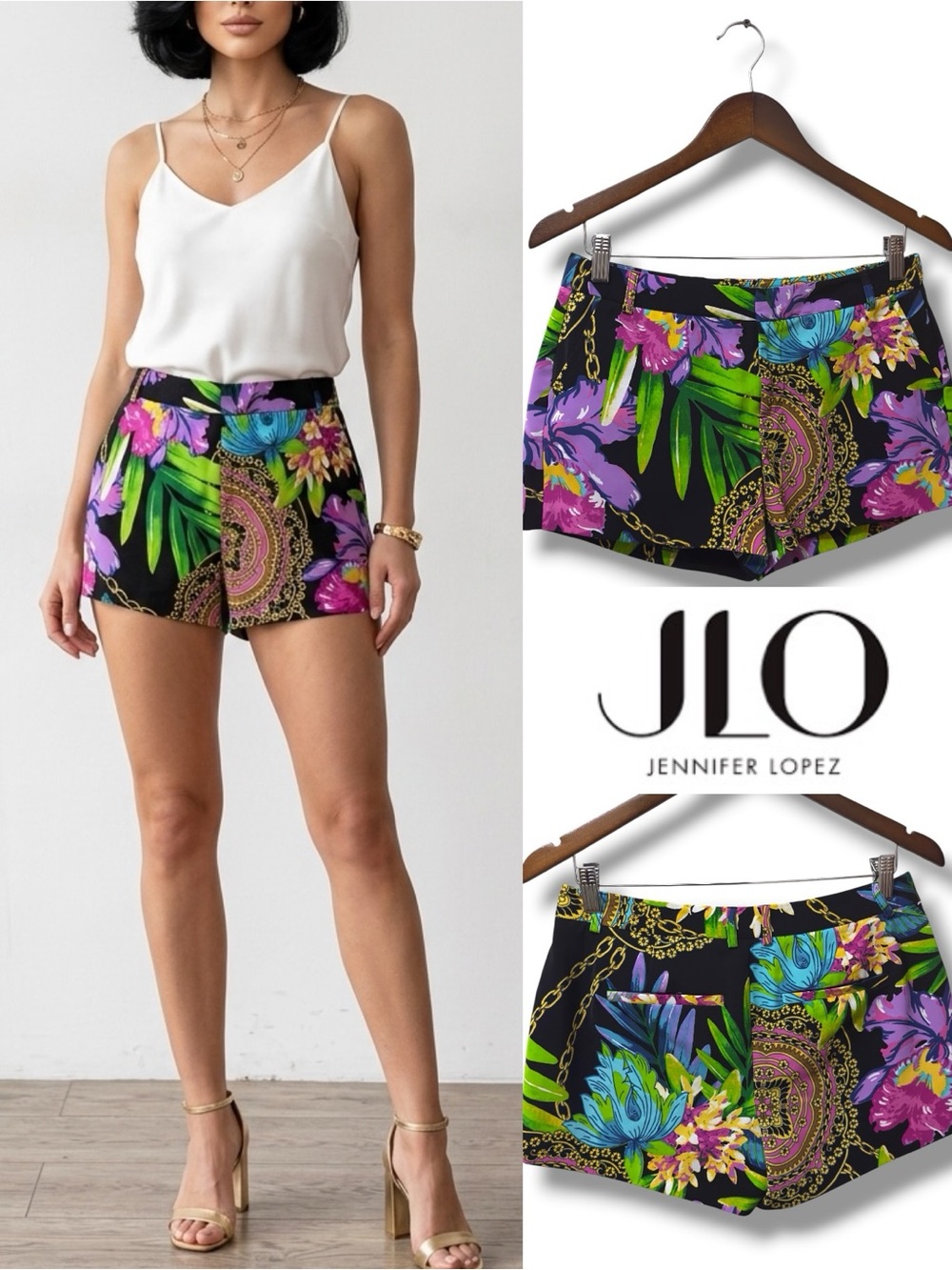 Jennifer Lozez | NWOT Floral Paisley Black High-Rise Shorts (size 2)